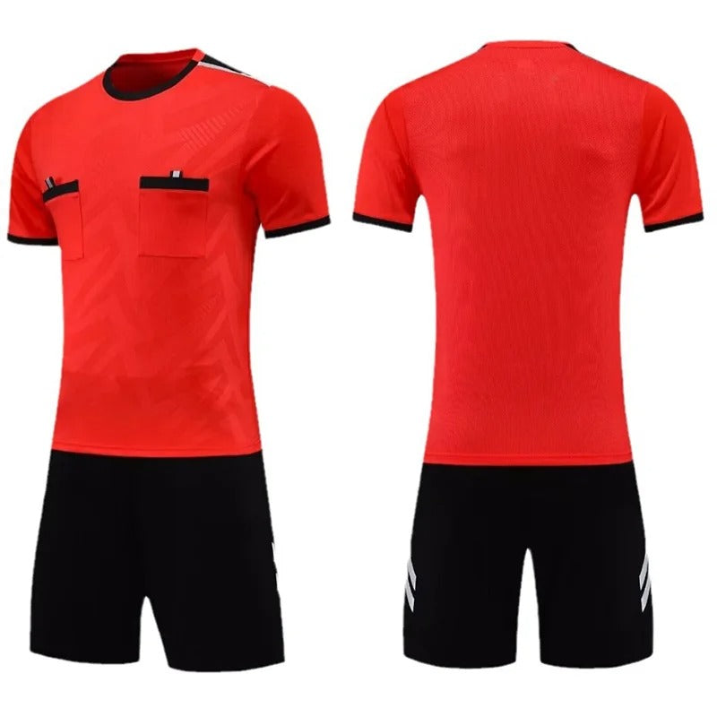 Kit d'arbitre de football rouge et noir